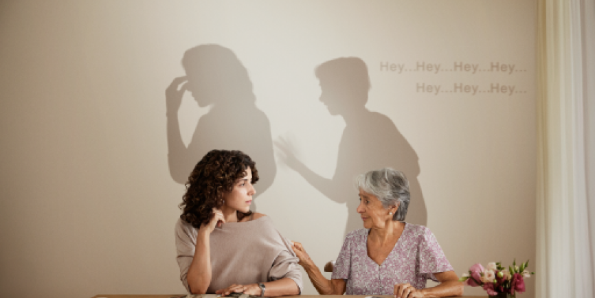 Mother with Agitation associated with dementia due to Alzheimer's disease repeatedly asking for attention multiple times a day.