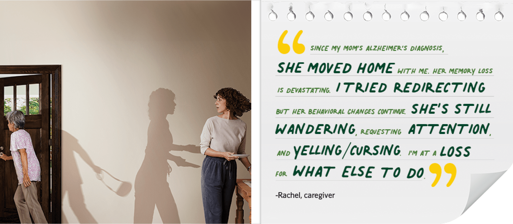 Caregiver's experience with her mother with Agitation associated with dementia due to Alzheimer's disease who wanders multiple times a week.