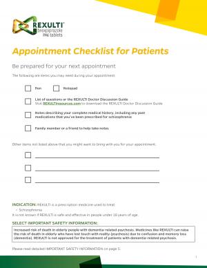 Appointment checklist for patients prepare for their next visit to caregiver's practice.