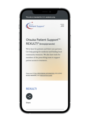 Otsuka Patient Support webpage on iPhone.