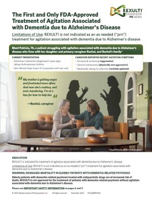 REXULTI for Agitation associated with dementia due to Alzheimer's disease community flyer with patient Patricia.